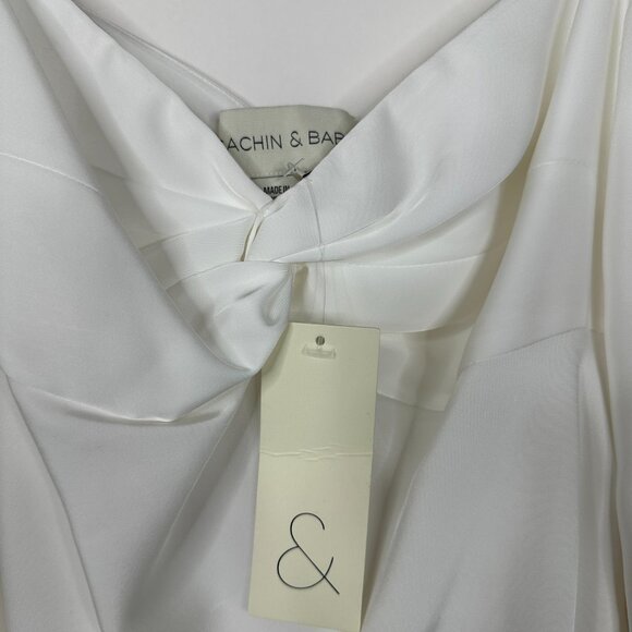 NWT SACHIN + BABI Melody Dress in Off-White Midi Casual Cutout Puff Sleeve 4 - Picture 7 of 12